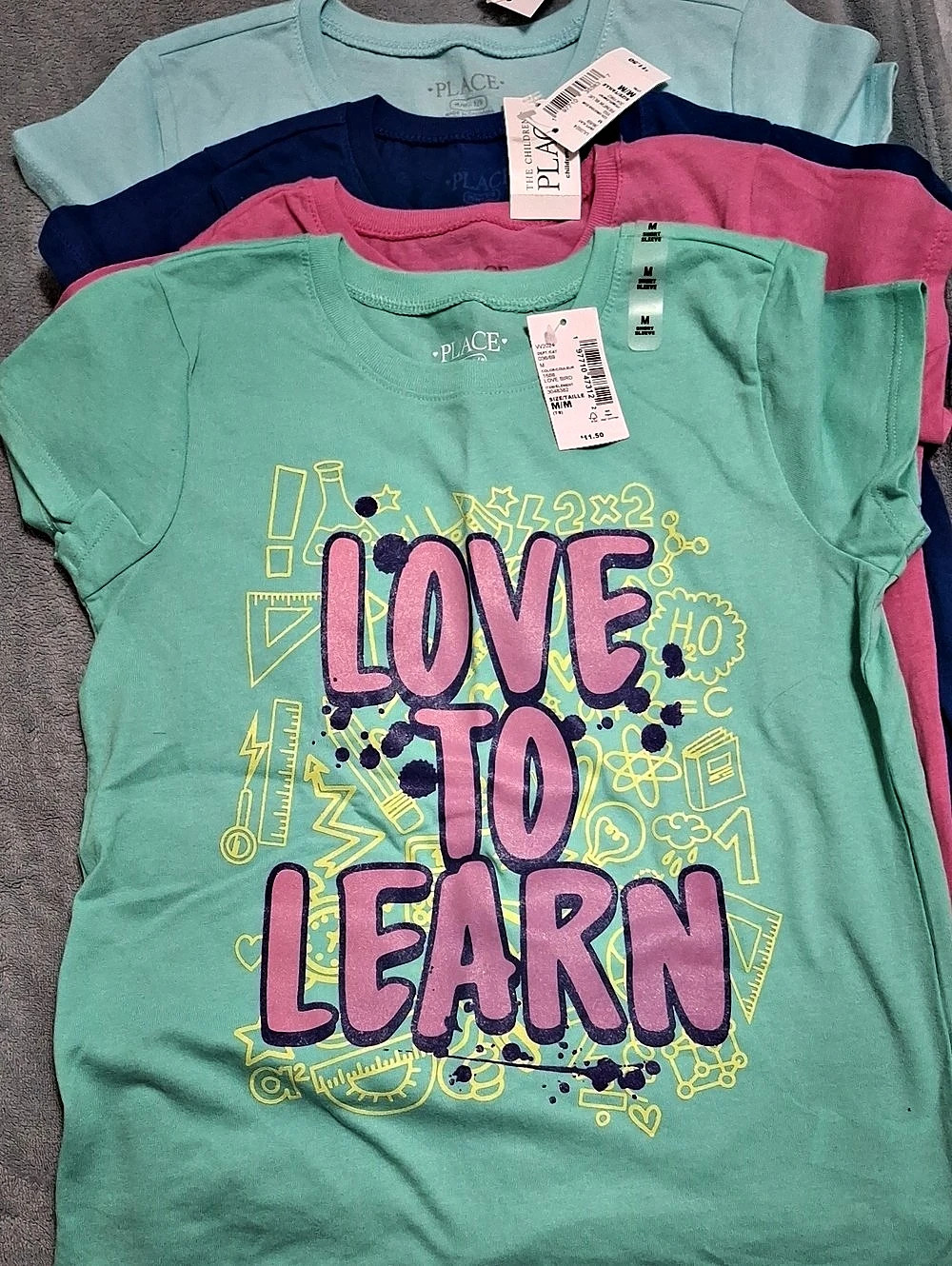 The Children's Place Girls Graphic Tees Medium 7/8 Lot Brand New Pink Blue